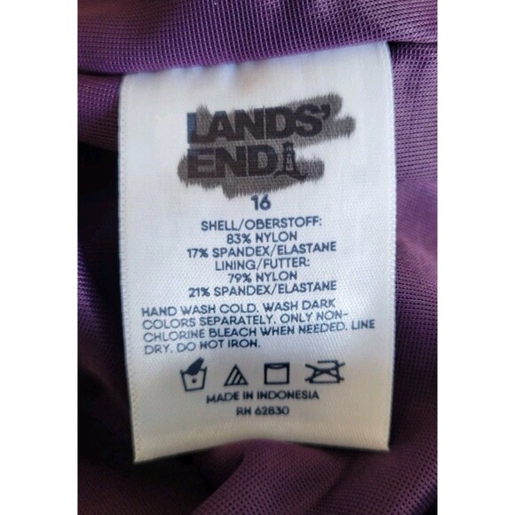 SWIM SKIRT w/ Brief 16 regular Purple TUMMY CONTROL 15" Solid Lands End S428 - Picture 7 of 8